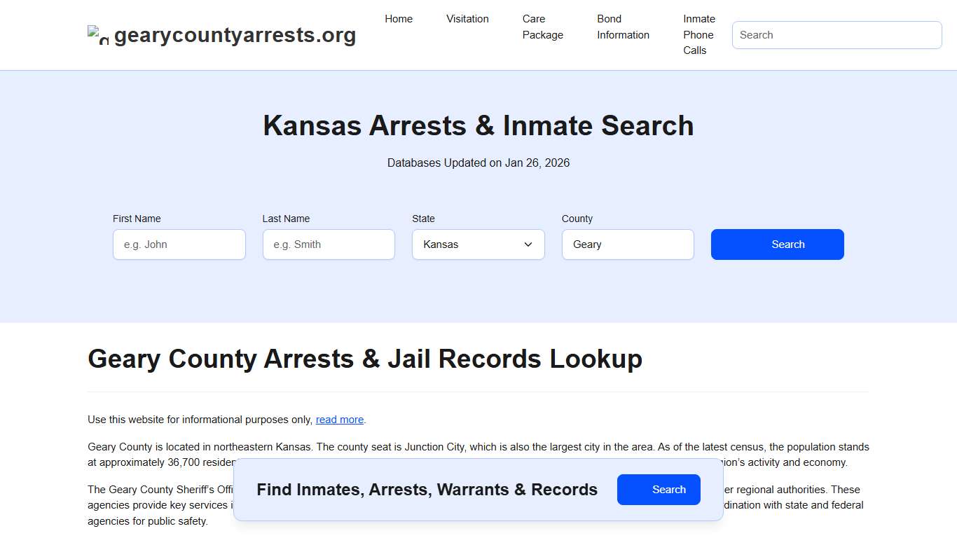 Geary County, KS Arrests, Warrants, Police Records Search